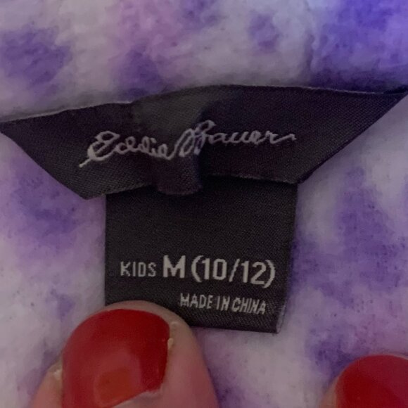 Eddie Bauer Girls Fleece Lavender Zip Up Leopard Jacket M 10-12 - Picture 3 of 8